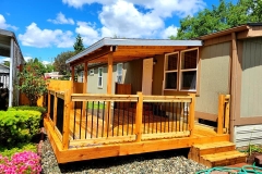 Cedar Deck on Mobile Home with Covered Awning