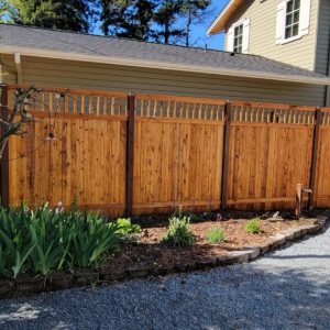 Japanese Cedar fence with decorative top